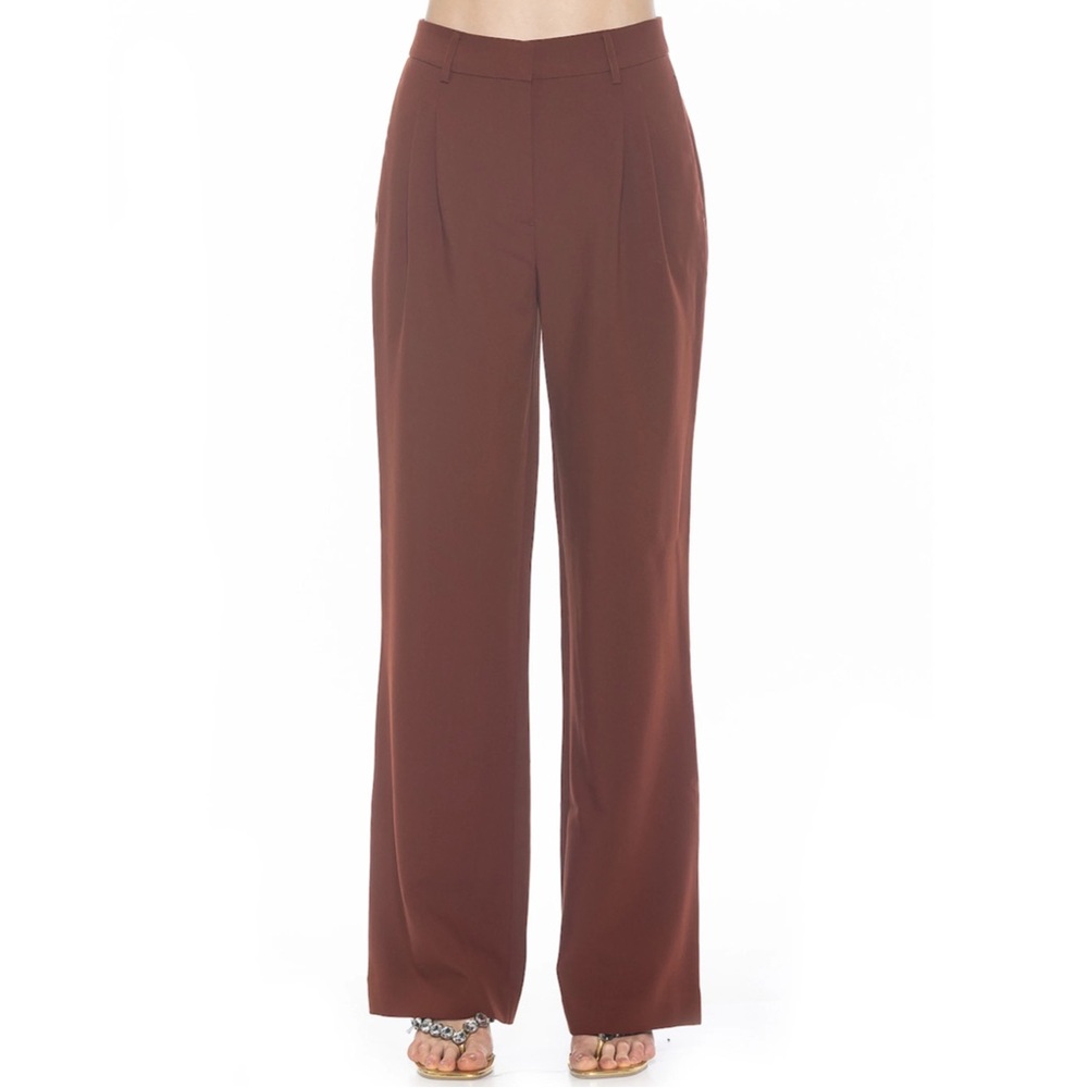 Alexia admore Women's Ellie Pleated Wide Leg Pants Brown Sz 4‎ NWT